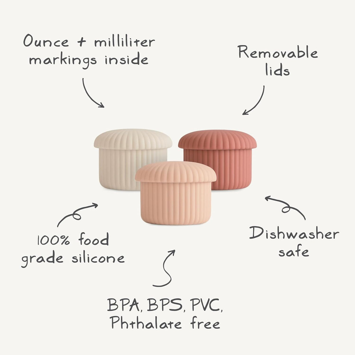 Silicone Baby Food Containers (Pink Combo) | 4 oz, 3 Pack Set | Reusable Storage Jars with Lids | Microwavable Dishwasher and Freezer Safe
