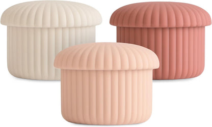Silicone Baby Food Containers (Pink Combo) | 4 oz, 3 Pack Set | Reusable Storage Jars with Lids | Microwavable Dishwasher and Freezer Safe
