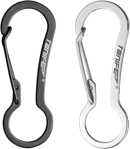 Carabiner Clip 2-Pack, Stainless Steel Carabiner Keychain, Spring Snap Hook for Dog Leash and Key Ring