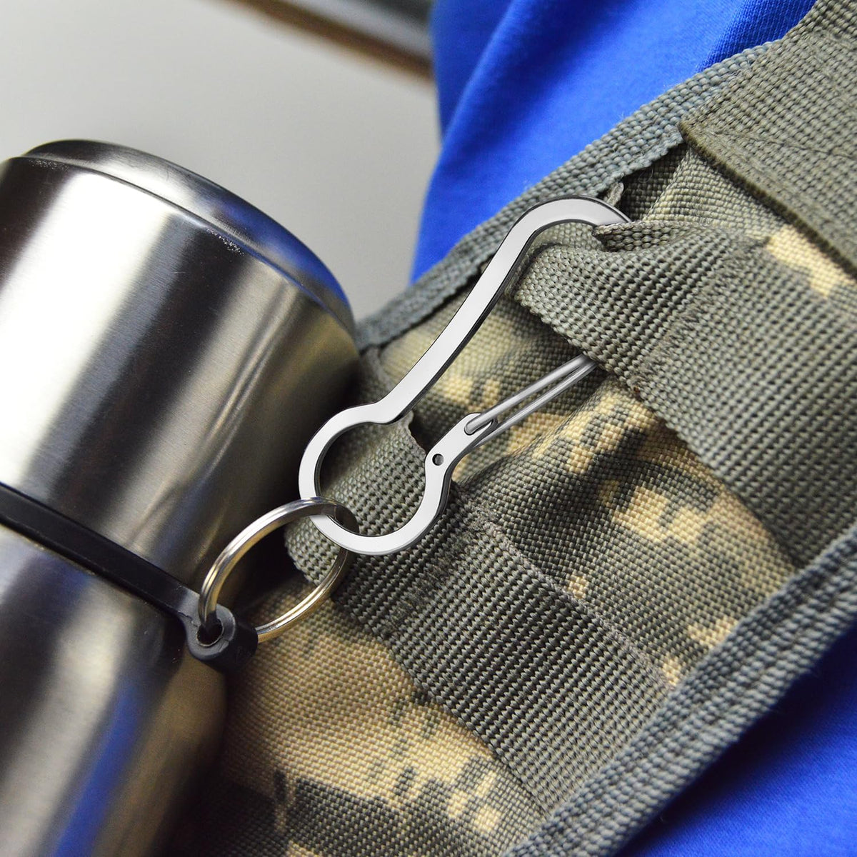 Carabiner Clip 2-Pack, Stainless Steel Carabiner Keychain, Spring Snap Hook for Dog Leash and Key Ring