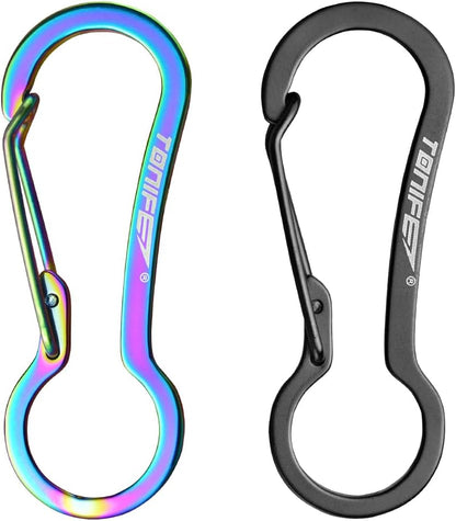 Carabiner Clip 2-Pack, Stainless Steel Carabiner Keychain, Spring Snap Hook for Dog Leash and Key Ring