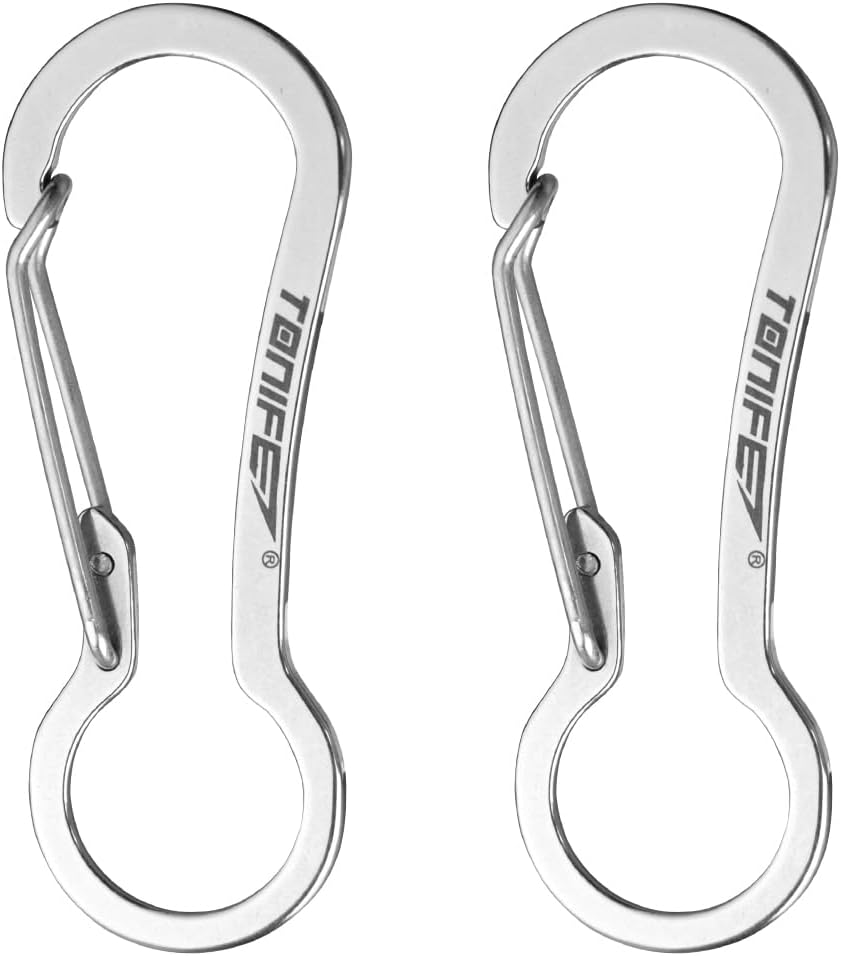 Carabiner Clip 2-Pack, Stainless Steel Carabiner Keychain, Spring Snap Hook for Dog Leash and Key Ring