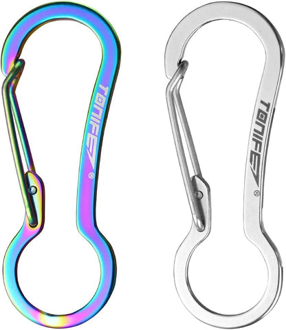 Carabiner Clip 2-Pack, Stainless Steel Carabiner Keychain, Spring Snap Hook for Dog Leash and Key Ring