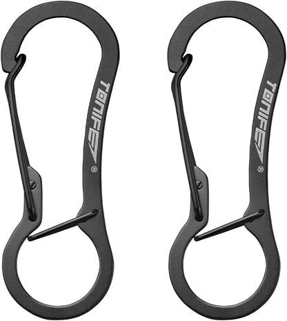 Carabiner Clip 2-Pack, Stainless Steel Carabiner Keychain, Spring Snap Hook for Dog Leash and Key Ring
