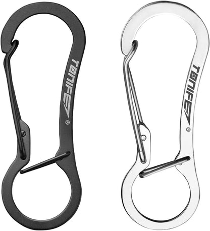 Carabiner Clip 2-Pack, Stainless Steel Carabiner Keychain, Spring Snap Hook for Dog Leash and Key Ring