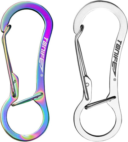 Carabiner Clip 2-Pack, Stainless Steel Carabiner Keychain, Spring Snap Hook for Dog Leash and Key Ring
