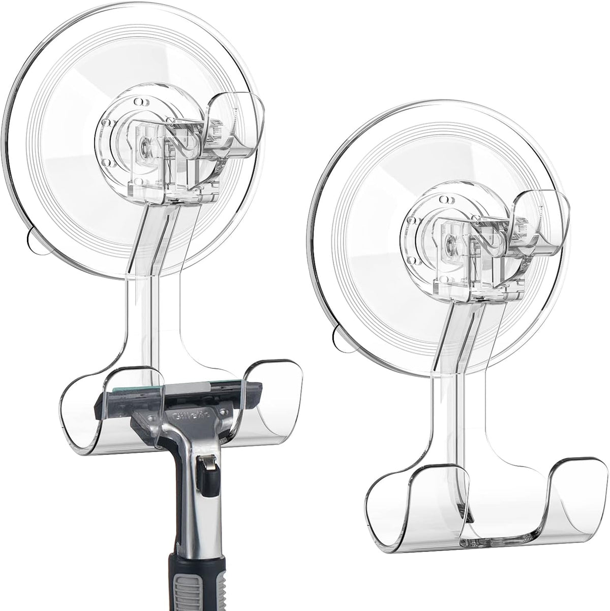 Large Suction Cup Hooks Shower Razor Holder - Heavy Duty Reusable Vacuum Shower Hook, Damage Free Wall Hooks for Bathroom Kitchen Towel Loofah Sponge Key Shaver Bathrobe Wreath