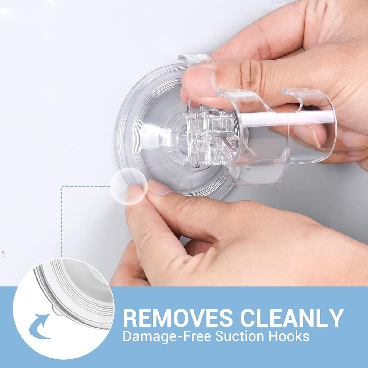 Large Suction Cup Hooks Shower Razor Holder - Heavy Duty Reusable Vacuum Shower Hook, Damage Free Wall Hooks for Bathroom Kitchen Towel Loofah Sponge Key Shaver Bathrobe Wreath