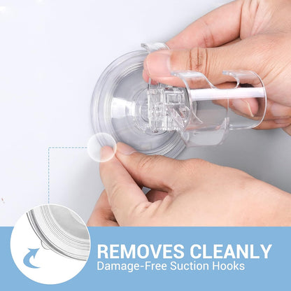 Large Suction Cup Hooks Shower Razor Holder - Heavy Duty Reusable Vacuum Shower Hook, Damage Free Wall Hooks for Bathroom Kitchen Towel Loofah Sponge Key Shaver Bathrobe Wreath