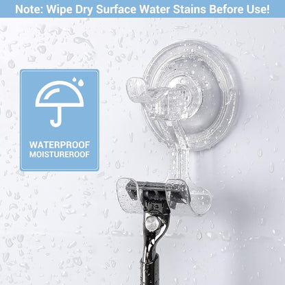 Large Suction Cup Hooks Shower Razor Holder - Heavy Duty Reusable Vacuum Shower Hook, Damage Free Wall Hooks for Bathroom Kitchen Towel Loofah Sponge Key Shaver Bathrobe Wreath