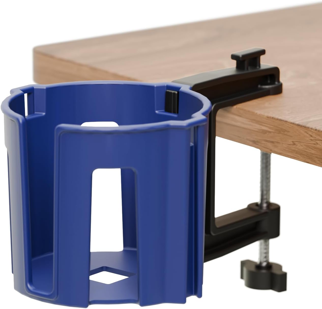 Original Large Desk Cup Holder Clamp Blue | Anti-Spill Mount, Multi-Directional Drink Holder, Headphone Hanger, For Table, Desks, Office & Gaming Setup, Blue