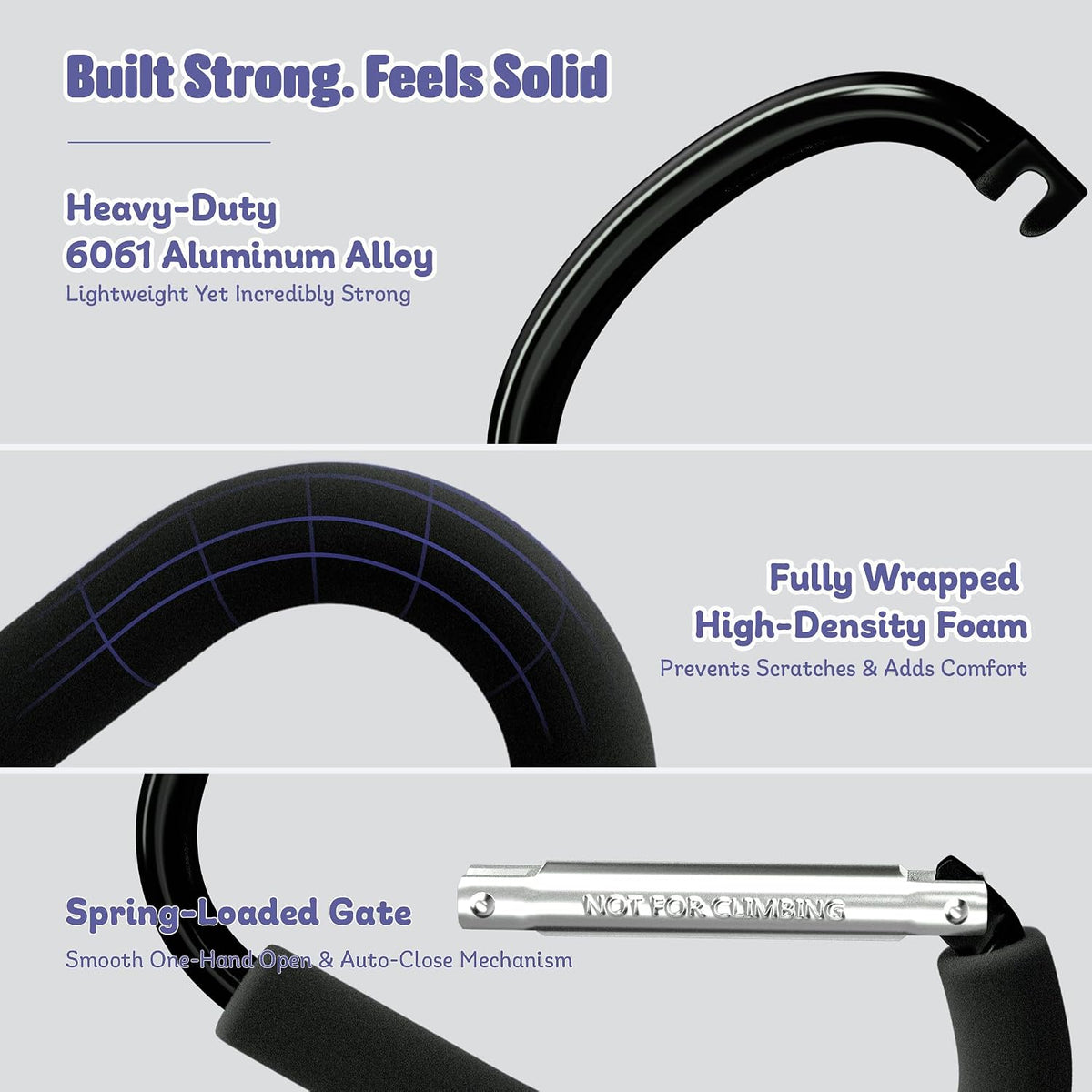6.7 Inch Large Heavy Duty Mommy Hooks for Baby Stroller, 2 Pack