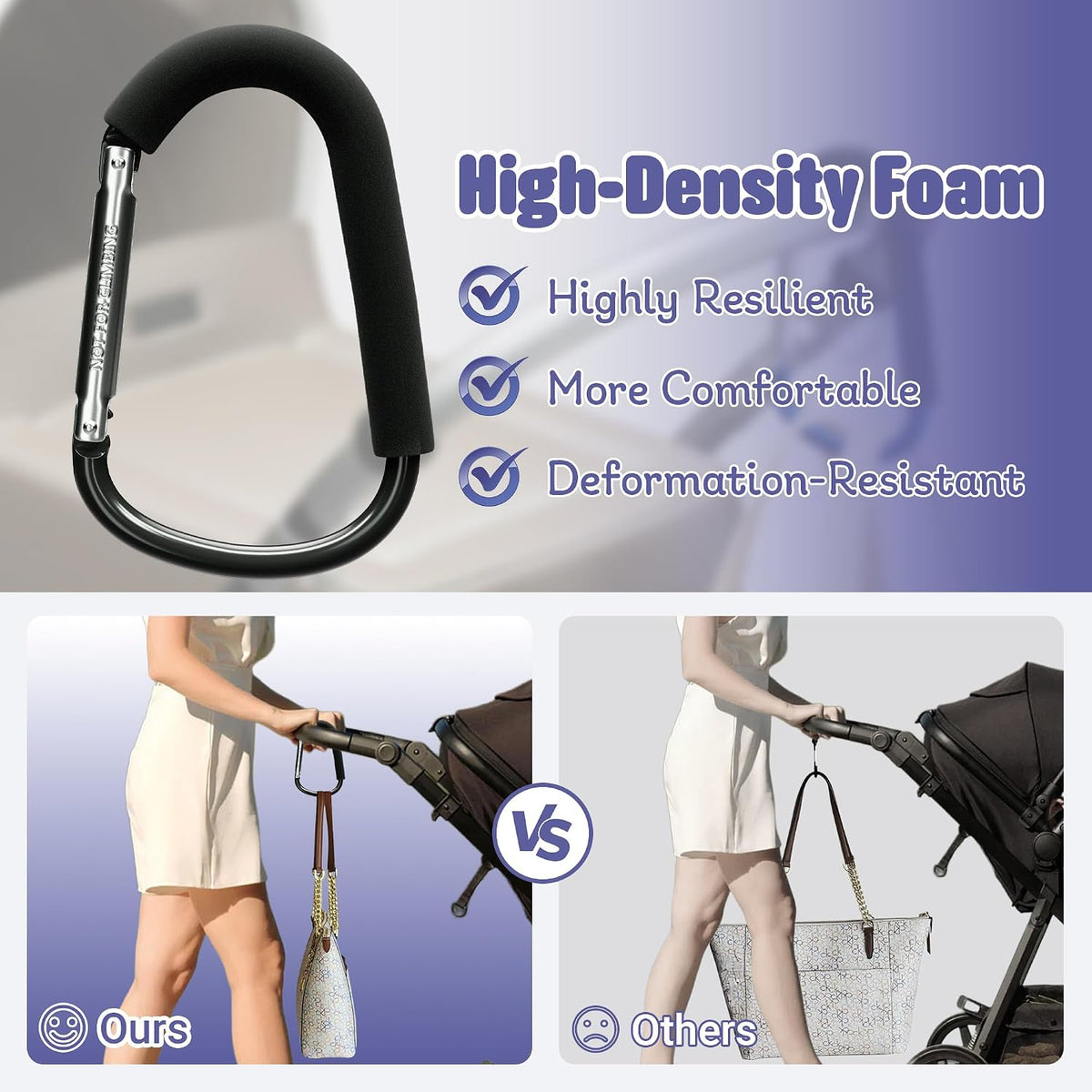 6.7 Inch Large Heavy Duty Mommy Hooks for Baby Stroller, 2 Pack