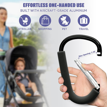 6.7 Inch Large Heavy Duty Mommy Hooks for Baby Stroller, 2 Pack