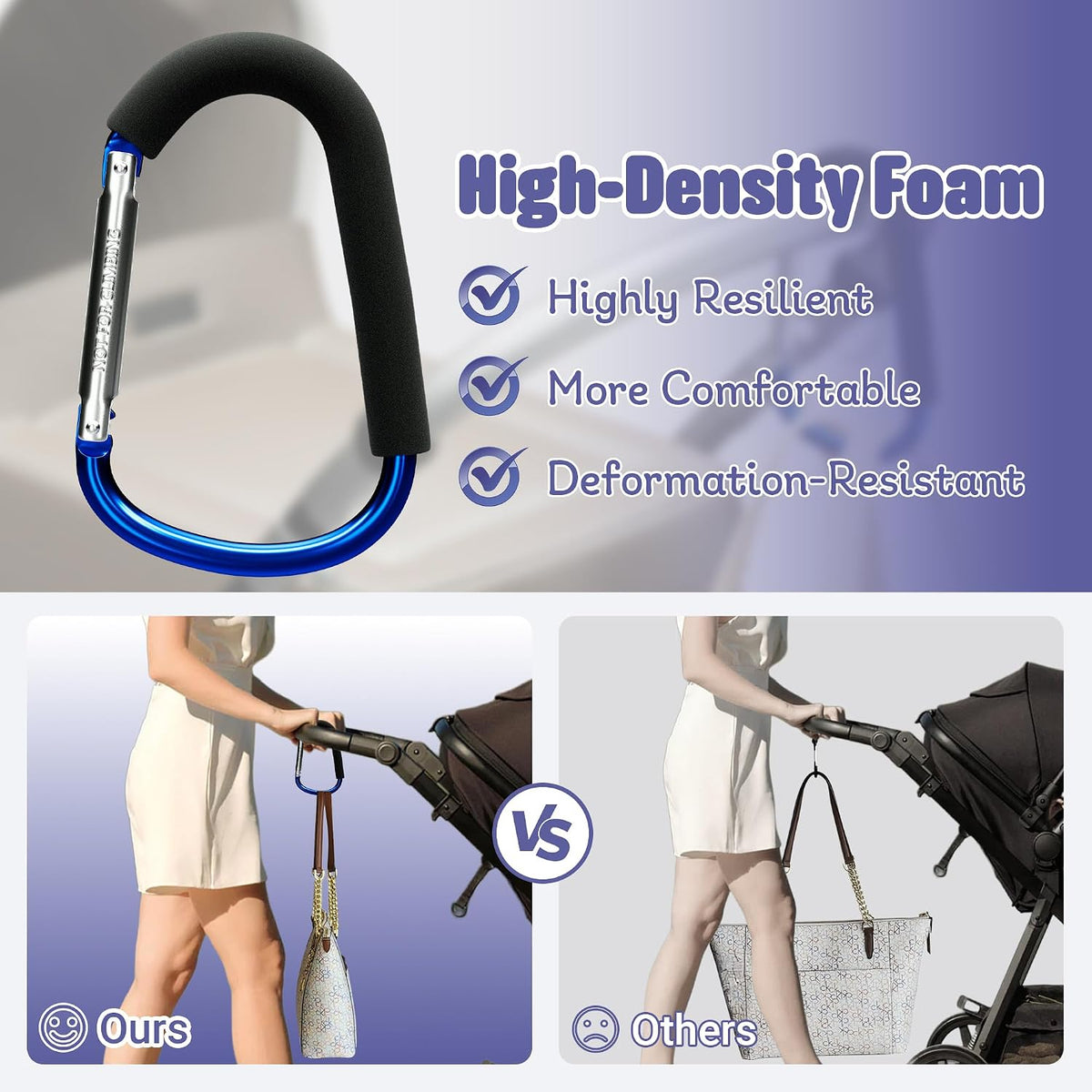 6.7 Inch Large Heavy Duty Mommy Hooks for Baby Stroller, 2 Pack