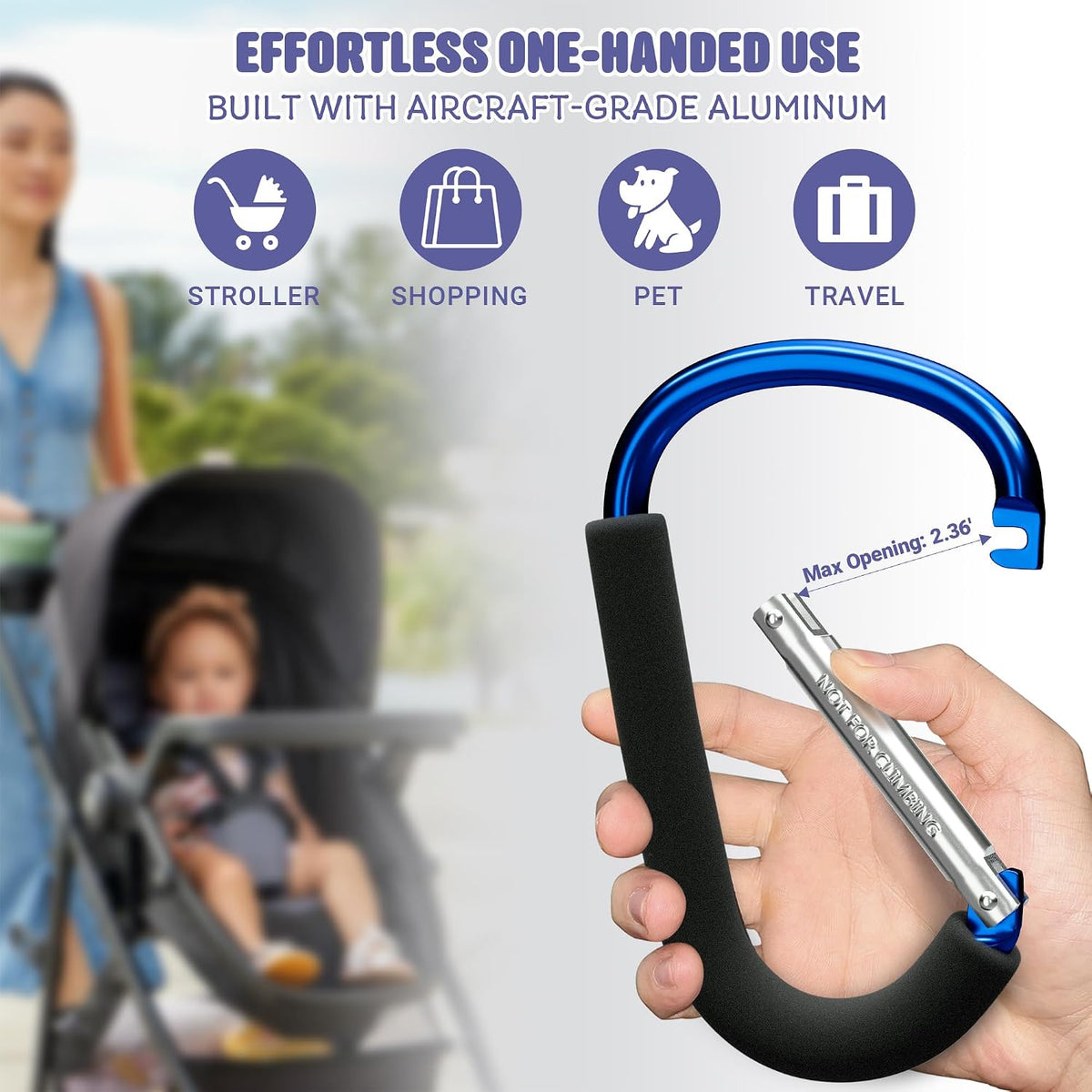 6.7 Inch Large Heavy Duty Mommy Hooks for Baby Stroller, 2 Pack