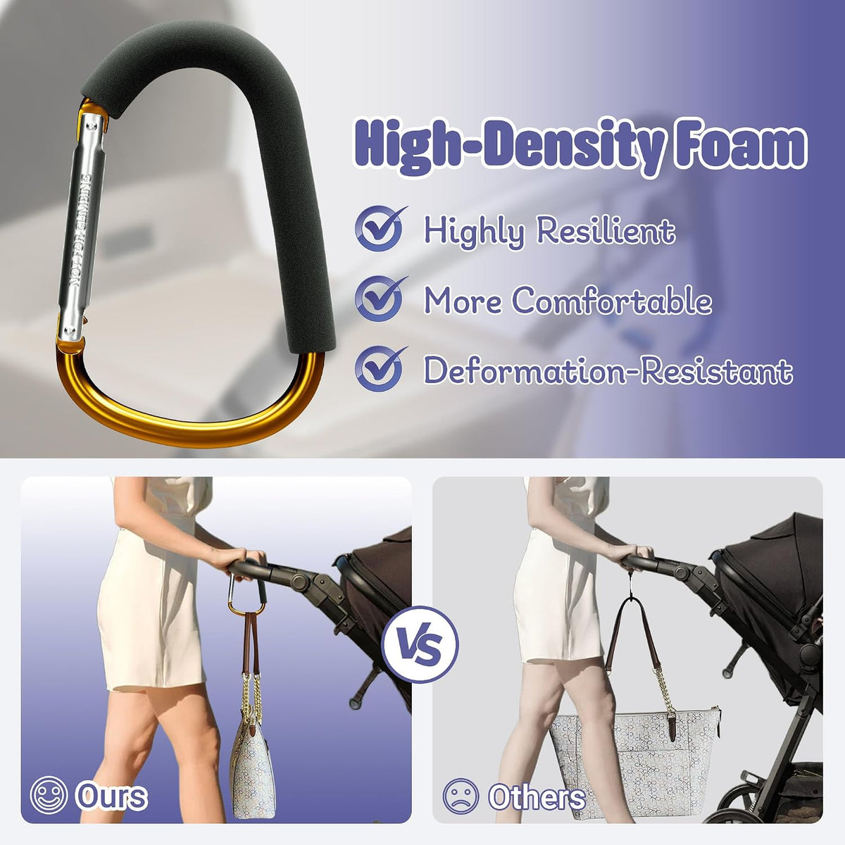 6.7 Inch Large Heavy Duty Mommy Hooks for Baby Stroller, 2 Pack