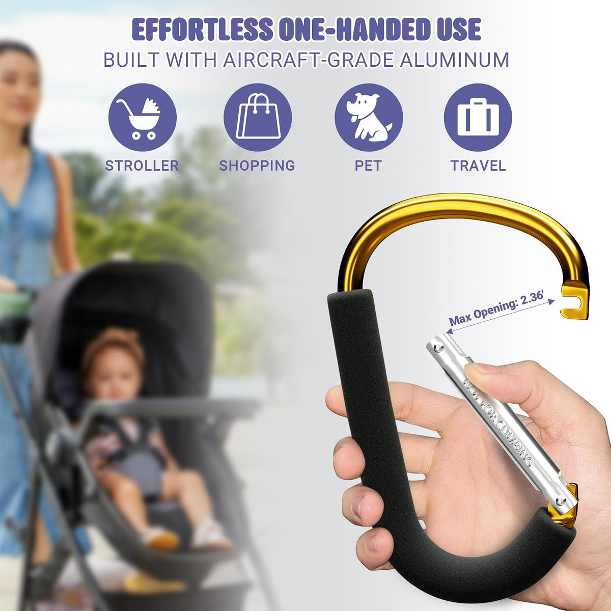 6.7 Inch Large Heavy Duty Mommy Hooks for Baby Stroller, 2 Pack