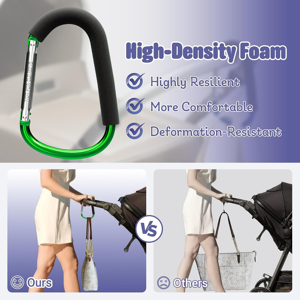 6.7 Inch Large Heavy Duty Mommy Hooks for Baby Stroller, 2 Pack