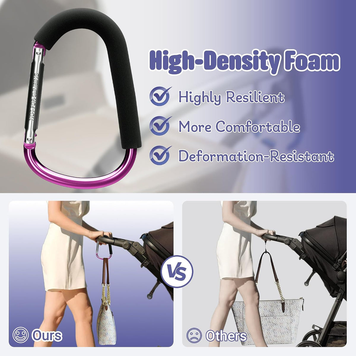 6.7 Inch Large Heavy Duty Mommy Hooks for Baby Stroller, 2 Pack