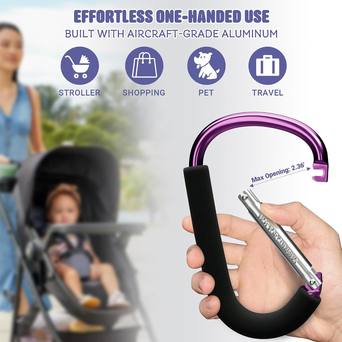 6.7 Inch Large Heavy Duty Mommy Hooks for Baby Stroller, 2 Pack