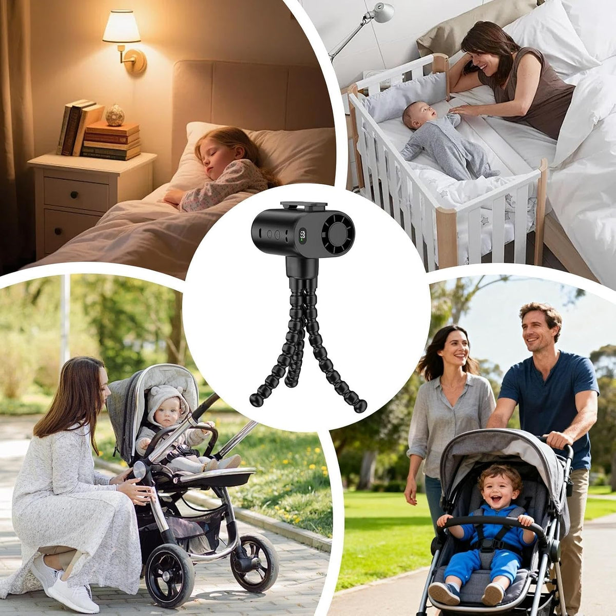 Portable Stroller Fan - 5-Speed Rechargeable Fan With LED Display