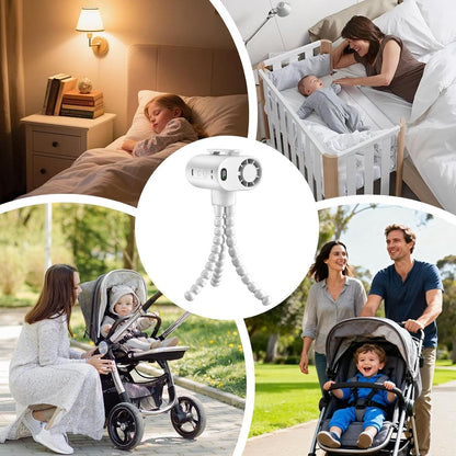Portable Stroller Fan - 5-Speed Rechargeable Fan With LED Display