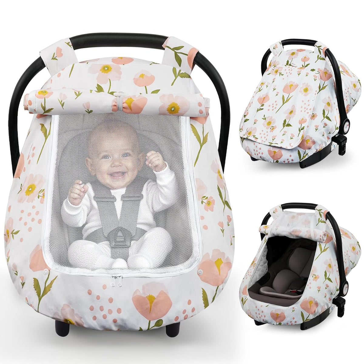 Car Seat Cover Baby Boys & Girls, 3D Minky Dot Infant Carseat Canopy