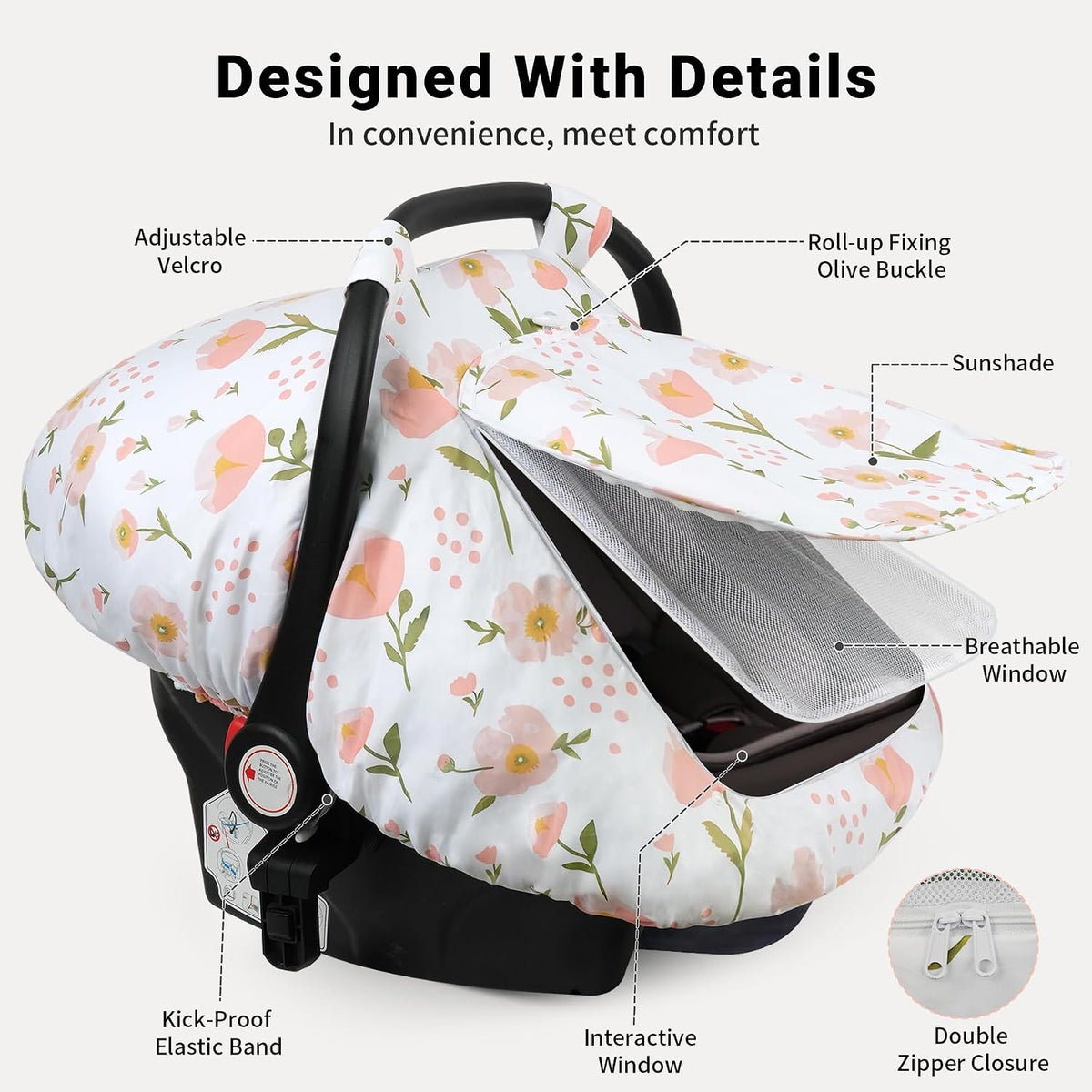 Car Seat Cover Baby Boys & Girls, 3D Minky Dot Infant Carseat Canopy