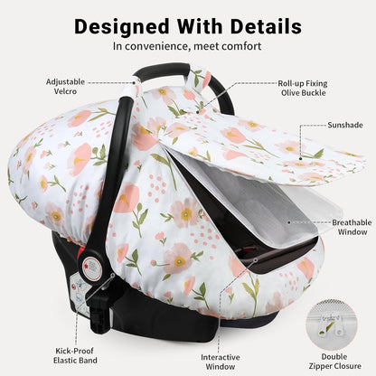 Car Seat Cover Baby Boys & Girls, 3D Minky Dot Infant Carseat Canopy