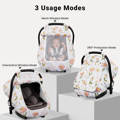 Car Seat Cover Baby Boys & Girls, 3D Minky Dot Infant Carseat Canopy