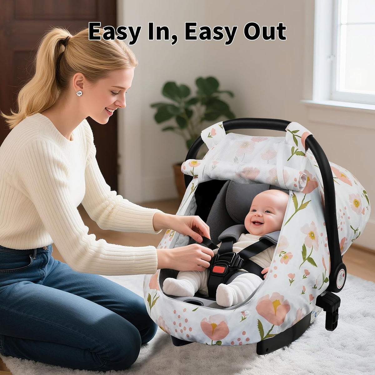 Car Seat Cover Baby Boys & Girls, 3D Minky Dot Infant Carseat Canopy