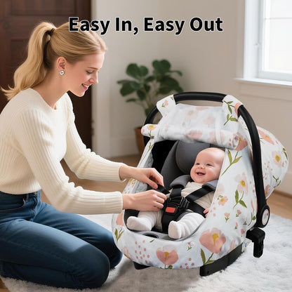 Car Seat Cover Baby Boys & Girls, 3D Minky Dot Infant Carseat Canopy