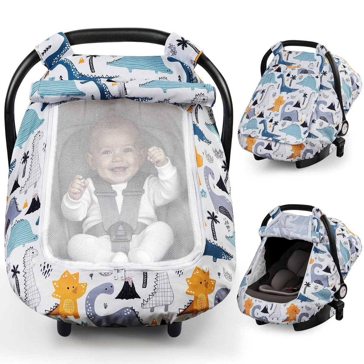 Car Seat Cover Baby Boys & Girls, 3D Minky Dot Infant Carseat Canopy