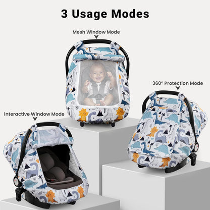 Car Seat Cover Baby Boys & Girls, 3D Minky Dot Infant Carseat Canopy