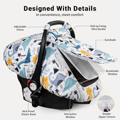 Car Seat Cover Baby Boys & Girls, 3D Minky Dot Infant Carseat Canopy