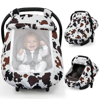 Car Seat Cover Baby Boys & Girls, 3D Minky Dot Infant Carseat Canopy