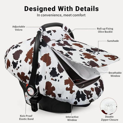 Car Seat Cover Baby Boys & Girls, 3D Minky Dot Infant Carseat Canopy