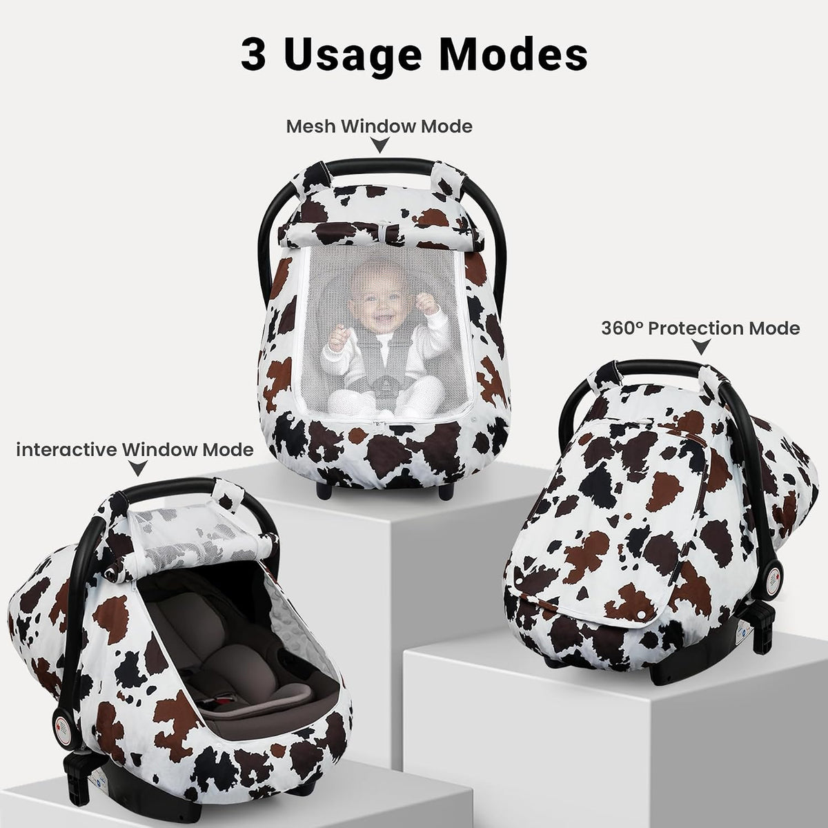 Car Seat Cover Baby Boys & Girls, 3D Minky Dot Infant Carseat Canopy