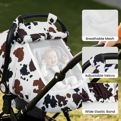 Car Seat Cover Baby Boys & Girls, 3D Minky Dot Infant Carseat Canopy
