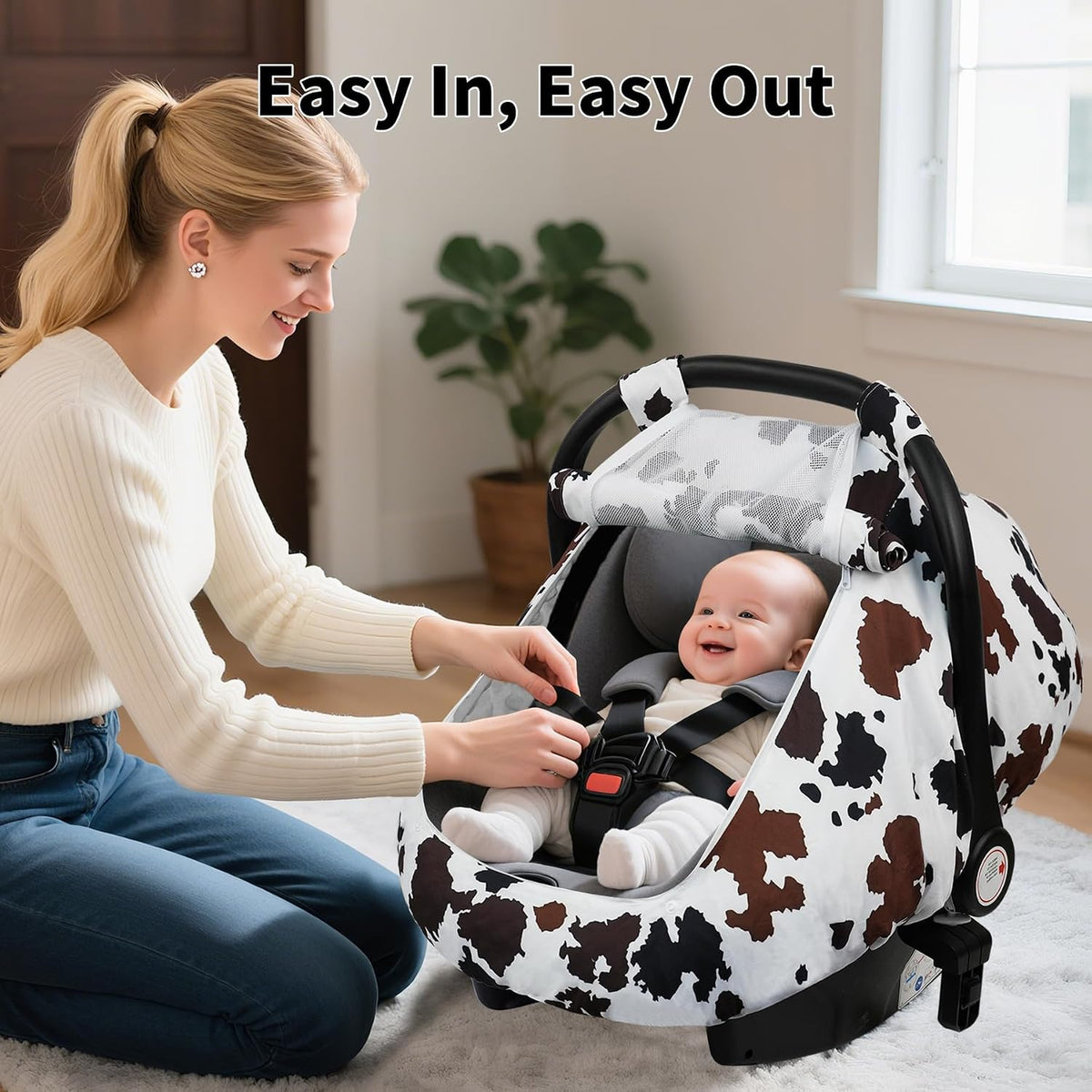 Car Seat Cover Baby Boys & Girls, 3D Minky Dot Infant Carseat Canopy
