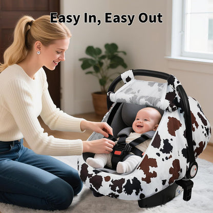 Car Seat Cover Baby Boys & Girls, 3D Minky Dot Infant Carseat Canopy