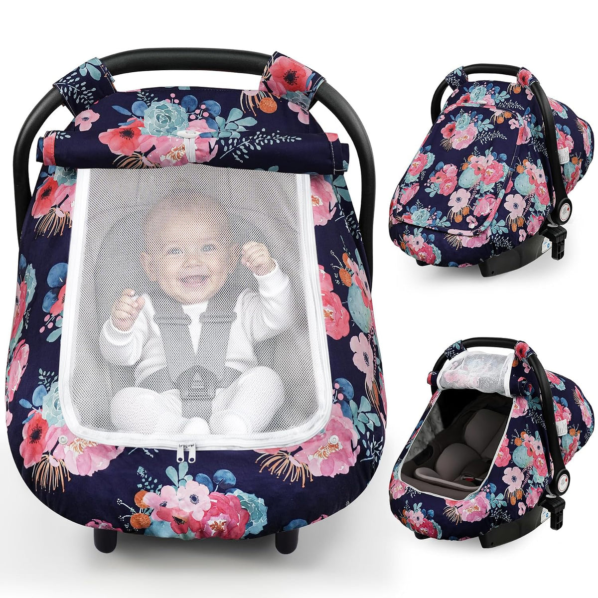 Car Seat Cover Baby Boys & Girls, 3D Minky Dot Infant Carseat Canopy