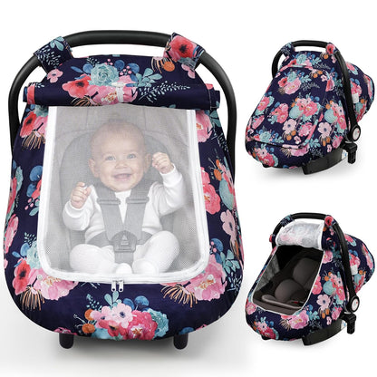 Car Seat Cover Baby Boys & Girls, 3D Minky Dot Infant Carseat Canopy