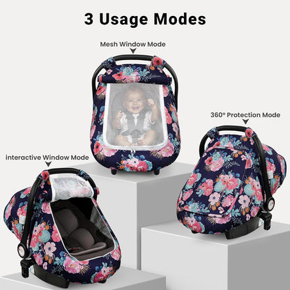 Car Seat Cover Baby Boys & Girls, 3D Minky Dot Infant Carseat Canopy