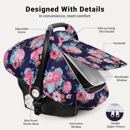 Car Seat Cover Baby Boys & Girls, 3D Minky Dot Infant Carseat Canopy