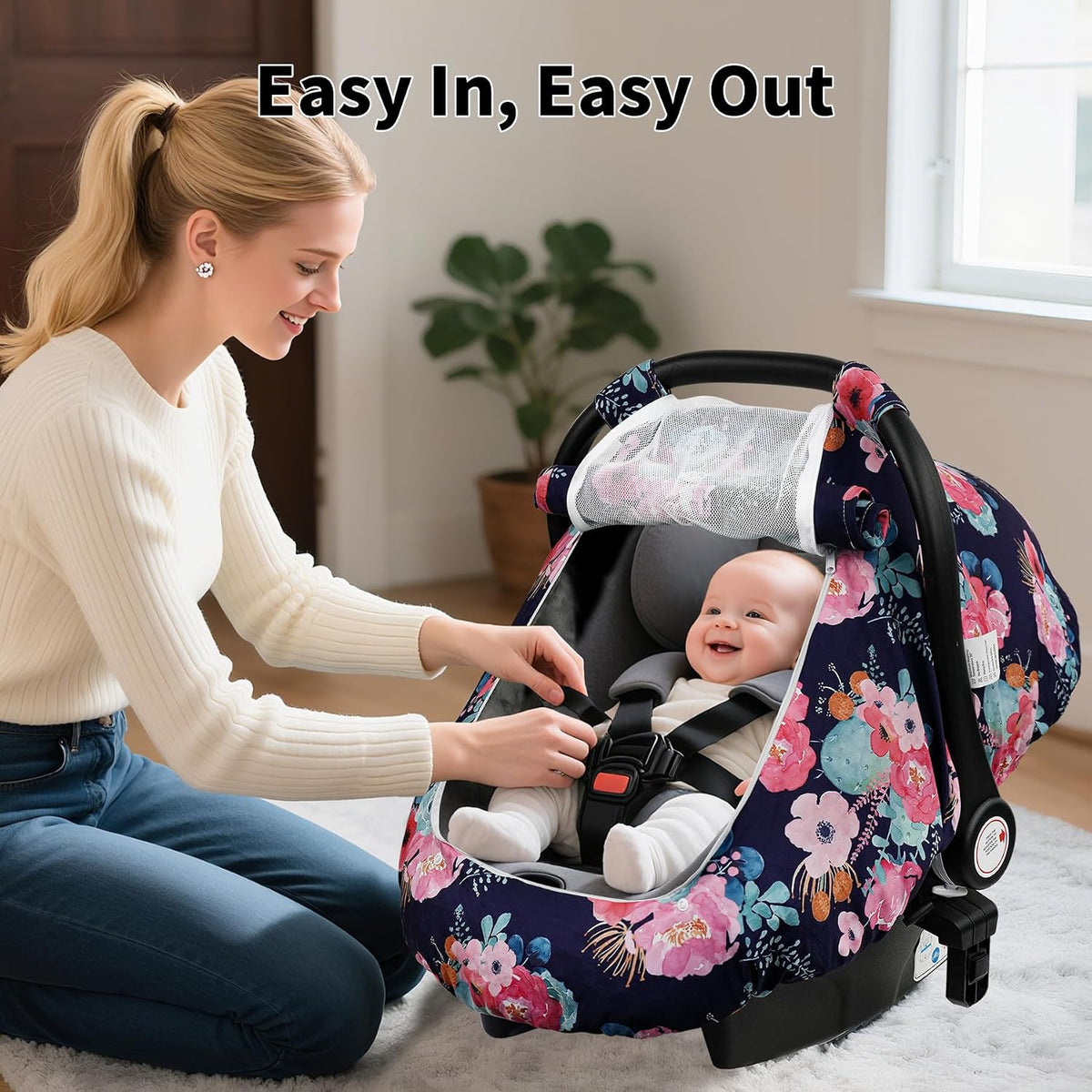 Car Seat Cover Baby Boys & Girls, 3D Minky Dot Infant Carseat Canopy