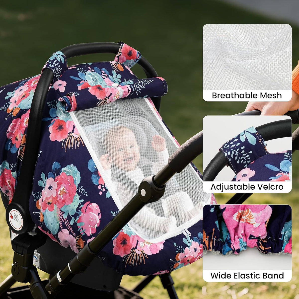 Car Seat Cover Baby Boys & Girls, 3D Minky Dot Infant Carseat Canopy