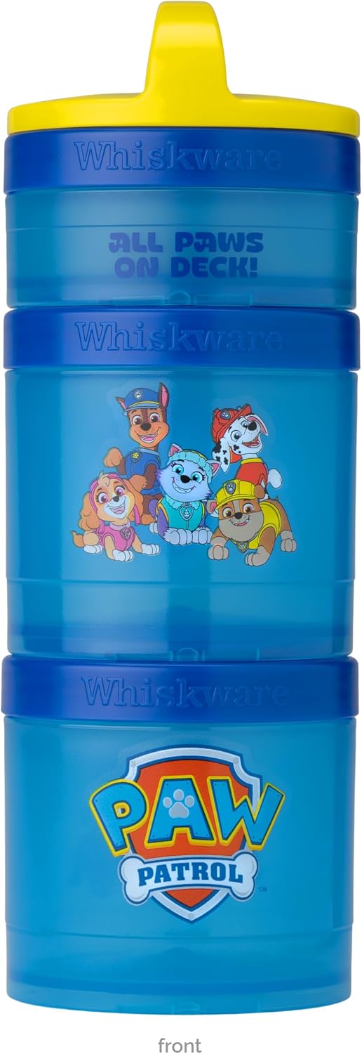 Paw Patrol Stackable Snack Containers for Babies, Kids, and Toddlers, 3 Stackable Snack Cups for School and Travel, Formula Friendly, Cupholder Friendly All Paws On Deck!