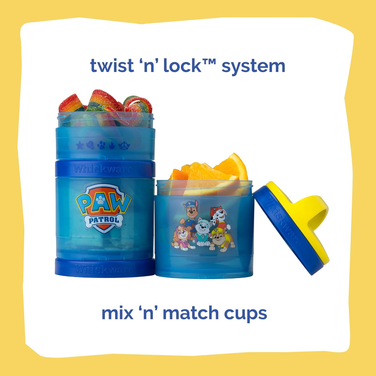 Paw Patrol Stackable Snack Containers for Babies, Kids, and Toddlers, 3 Stackable Snack Cups for School and Travel, Formula Friendly, Cupholder Friendly All Paws On Deck!